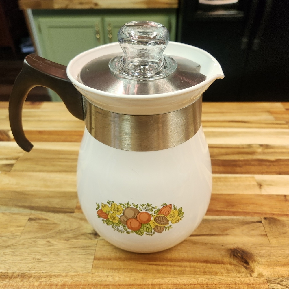 Vintage Corning Ware Spice o' Life Stove Top 6 Cup Percolator P-146